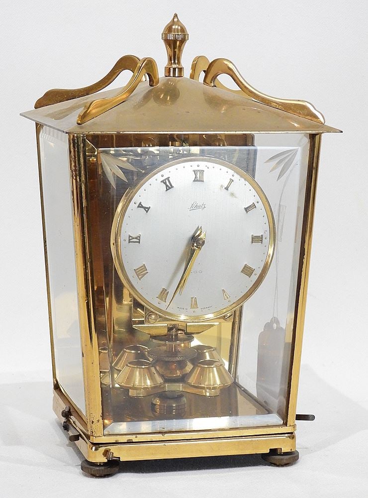 Schatz Brass Table Clock, 8 1/8"h. (1 of 3)
