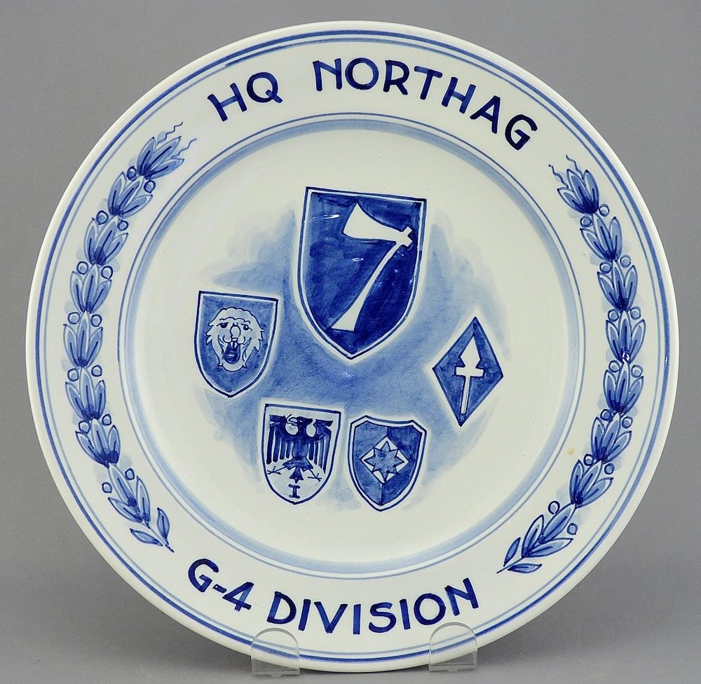 Delfts Dish: Major G. F. Hammond HQNorthag G-4 Division, 9 3/8" Diameter. (1 of 3)