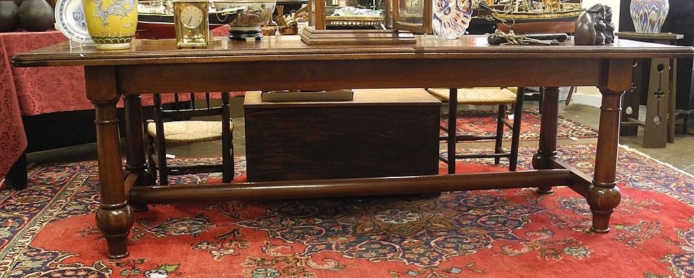 Early 20th C. Mahogany Trestle Table , 8'L. (1 of 2)