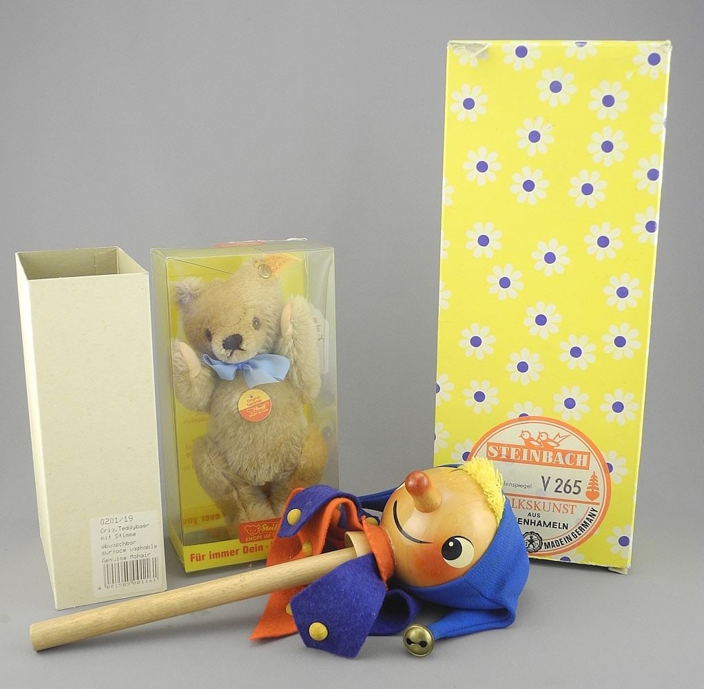 Steiff Original Teddy Bear & Steinbach Euleanspiegel, V265 Musical Rattle w/Box. (1 of 6)