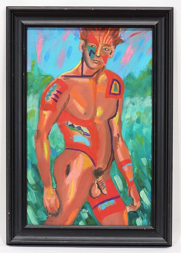 Oil on Board signed Colin Fraser Verso, 18 3/4 x 12" "Wild Man" C. 1987. (1 of 3)