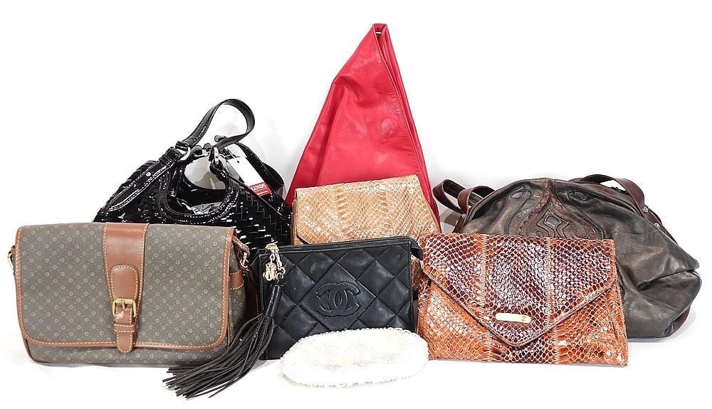 Collection of Estate Handbags Including Black Cole Haan, 15"L. (1 of 2)