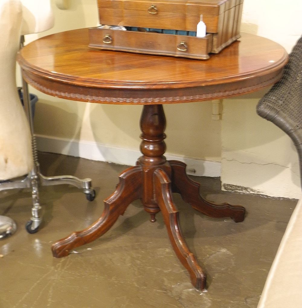 19th C. Mahogany Tripod Pedestal Table, 27 3/4"h. (1 of 2)