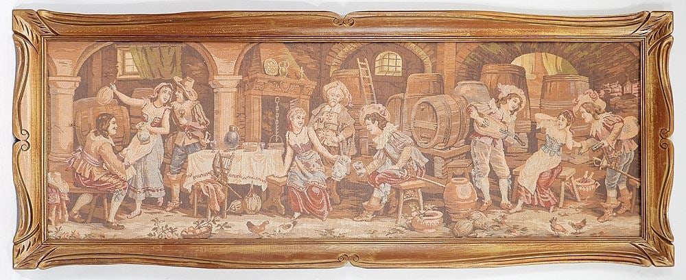 French/Belgian Tapestry, Framed, 18 x 55". (1 of 1)