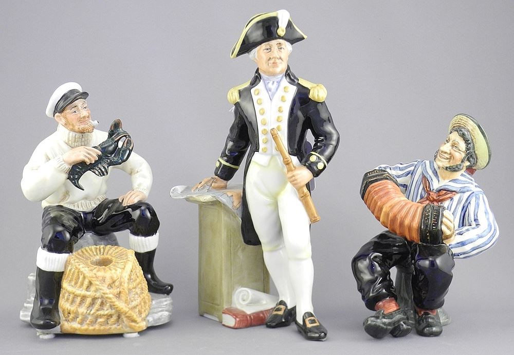 Three Royal Doulton Figurines: HN2172/2323/2260 with Three Mink Stoles. (1 of 3)