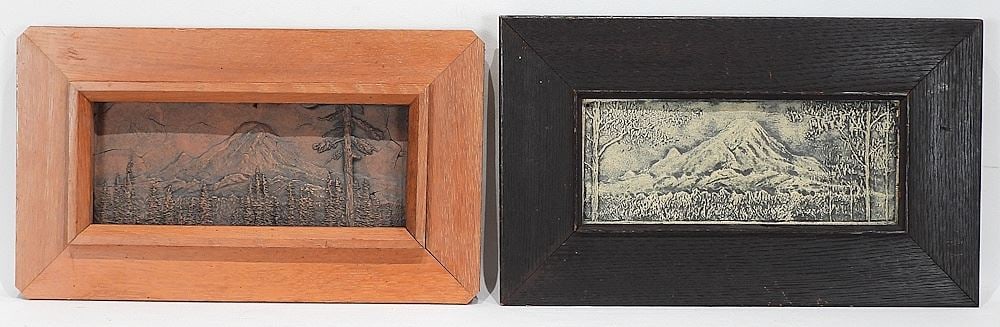 Two Wilburton Pottery Tiles, 5 x 12" Framed. (1 of 4)