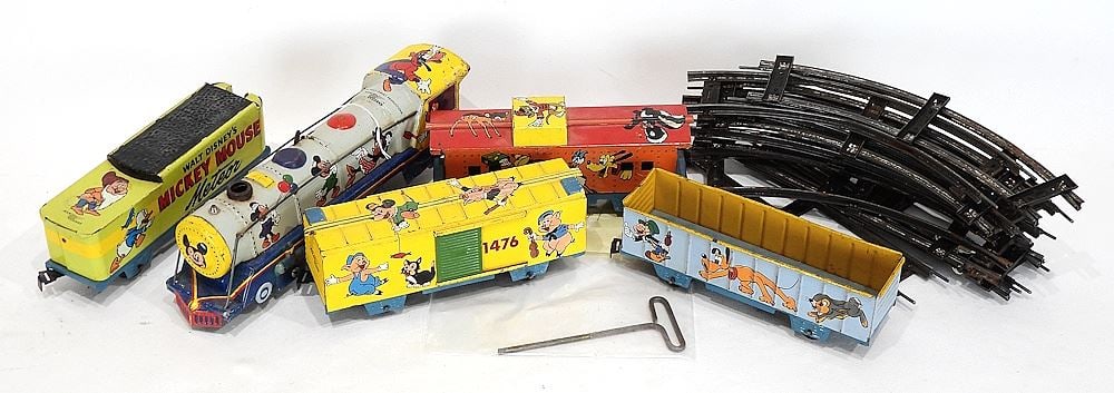 Walt Disney Productions "Mickey Mouse Meteor" Marx Wind-Up Tram Set. (1 of 2)