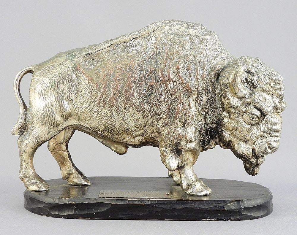 1942 Spelter Presentation Bison Figure, F.W. Whitchouse CPE & FALL, 8"L. (1 of 3)
