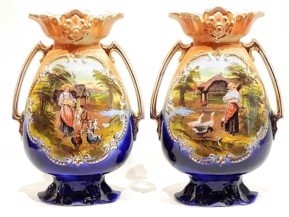 Pair of English Winterton Ware Vases , 14 7/8"h. (1 of 3)