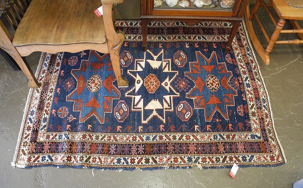 Hand Knotted Caucasian Carpet Approximately 4'10" x 3'8" (as found ). (1 of 1)