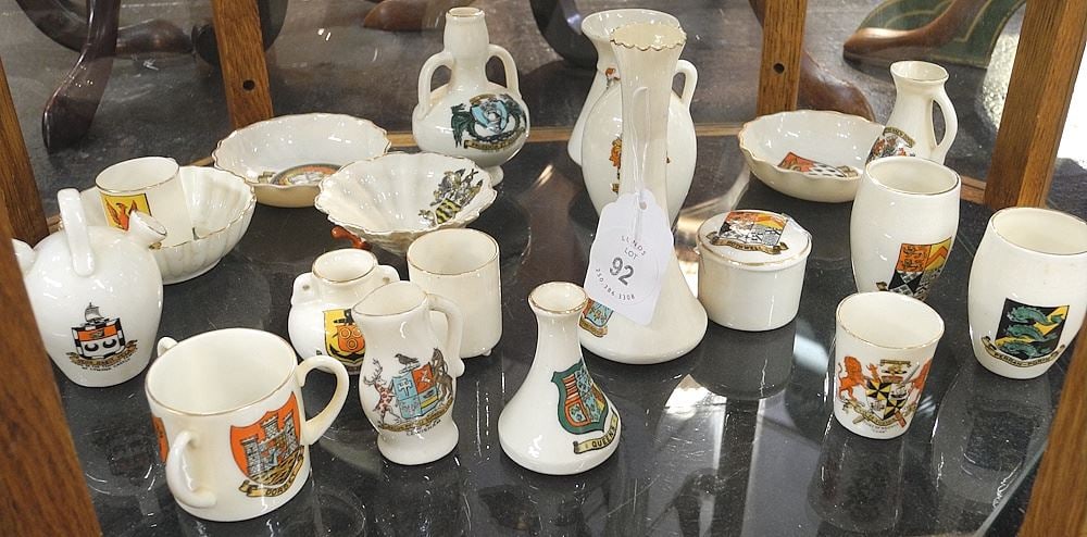 Collection of W.H.Goss Crested Wares 5/8 - 4 5/8"h.: Collection of W.H.Goss Crested Wares 5/8 - 4 5/8"h.