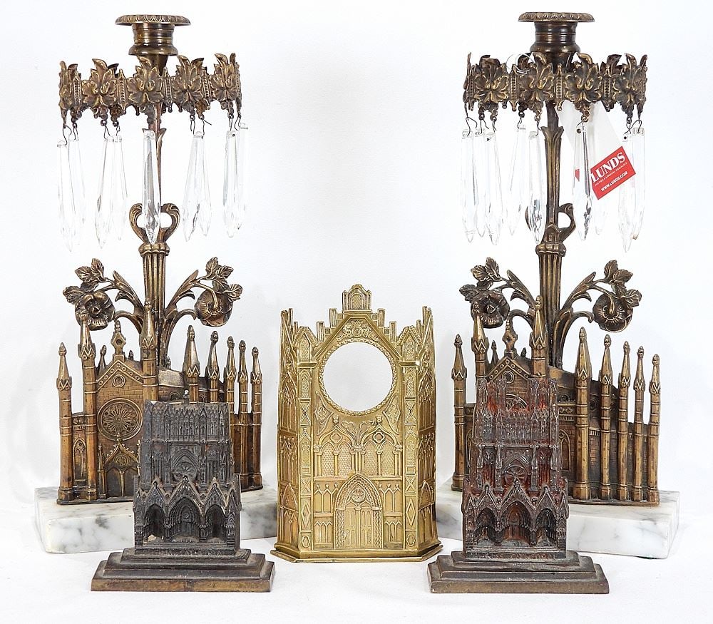 Collection of Architectural Candlesticks/Watch Stand/Bookends, 4 5/8 - 14"h. (1 of 3)