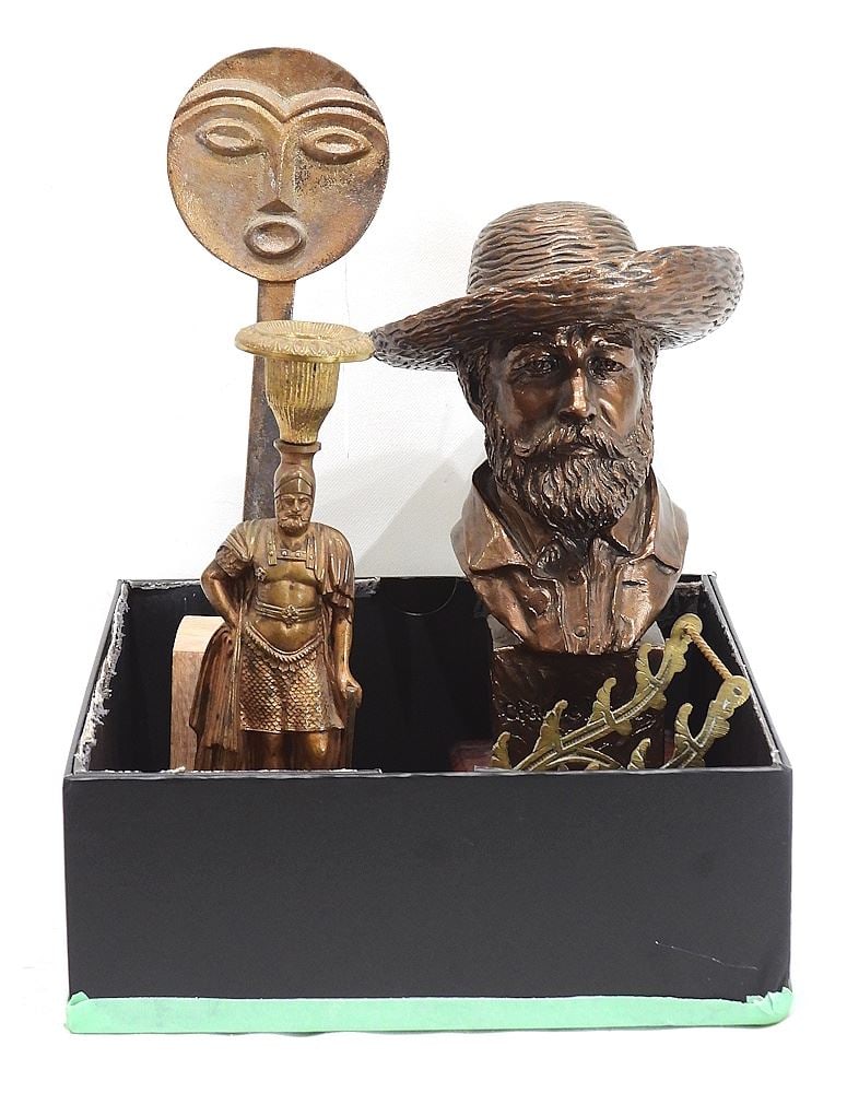 Collection of Cast Metal Wares & Composition Bust of Monet, 4 - 11 1/2"h.: Collection of Cast Metal Wares & Composition Bust of Monet, 4 - 11 1/2"h.