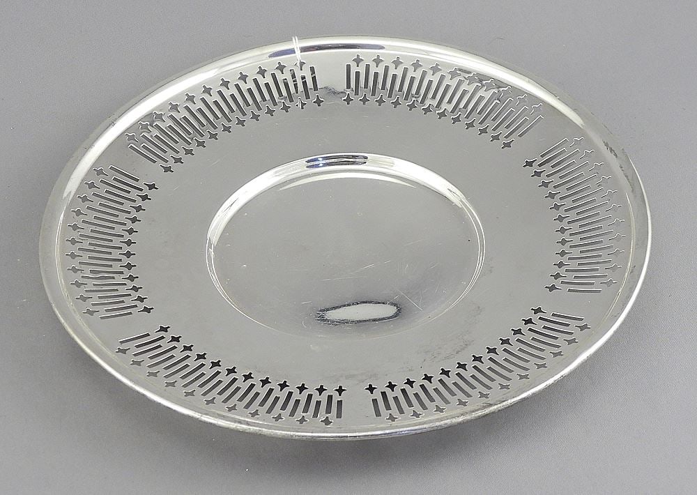 Birks Sterling Silver Pierced 7 1/2" Saucer, 129 Grams.: Birks Sterling Silver Pierced 7 1/2" Saucer, 129 Grams.