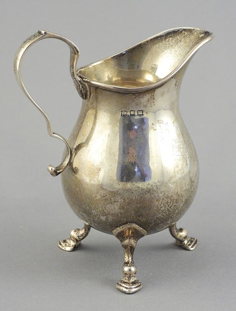 Georgian Style Hallmarked Silver Cream Jug, 4"h, 91g. (1 of 5)