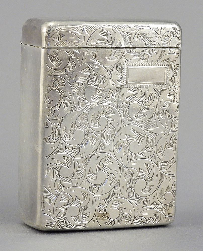 Sterling Silver 950 Cigarette Case - 3 1/8", 82.39 grams. (1 of 5)