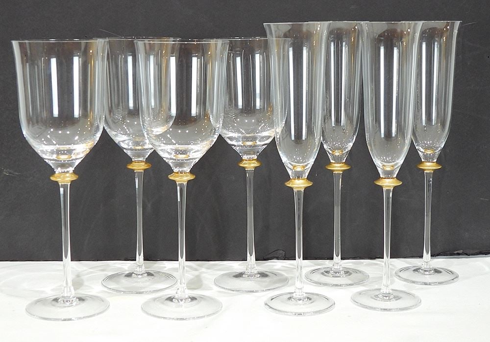Eight Villeroy & Boch Stem Glasses w/Original Boxes, Four Red Wine/Four Champagne. (1 of 6)