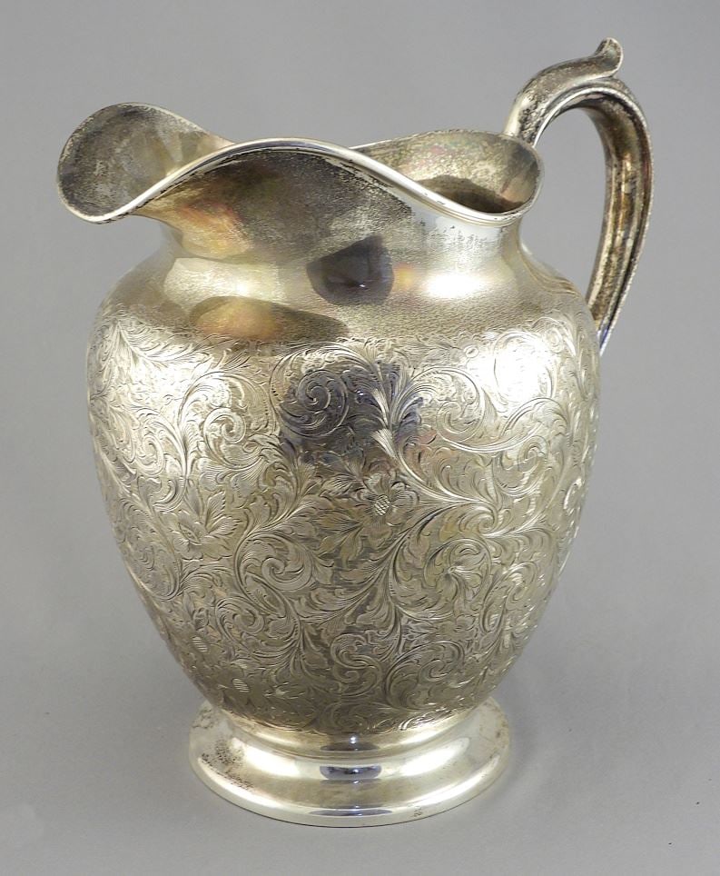 Birks Sterling Silver Water Pitcher, 8 1/4"h, 998g.: Birks Sterling Silver Water Pitcher, 8 1/4"h, 998g.