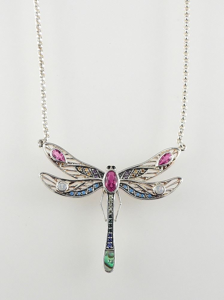Signed Vintage Thomas Sabo Sterling Multi-Stone Dragonfly Pendant, 1 1/4 "L, 6.6g. (1 of 3)