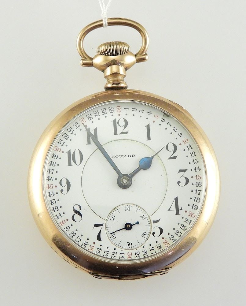 Howard Gold Plated Pocket Watch, 2" Diameter, 90.2g. (1 of 3)