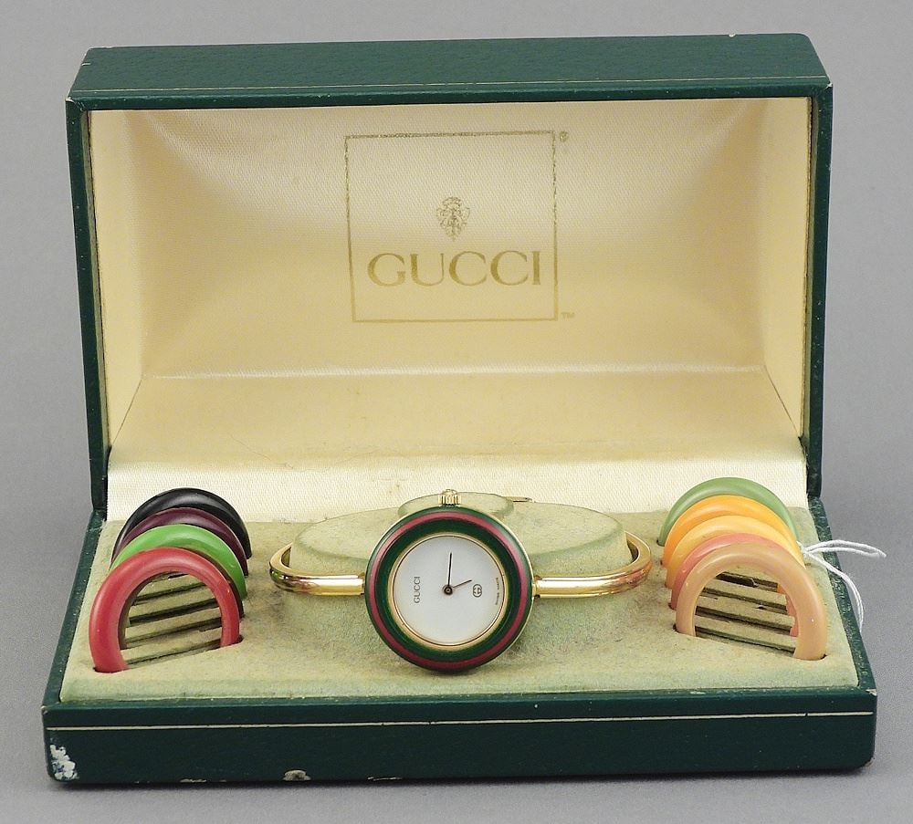 Lady's Gucci Wristwatch (11/12 0489626) w/Original Box & Bezels. (1 of 3)