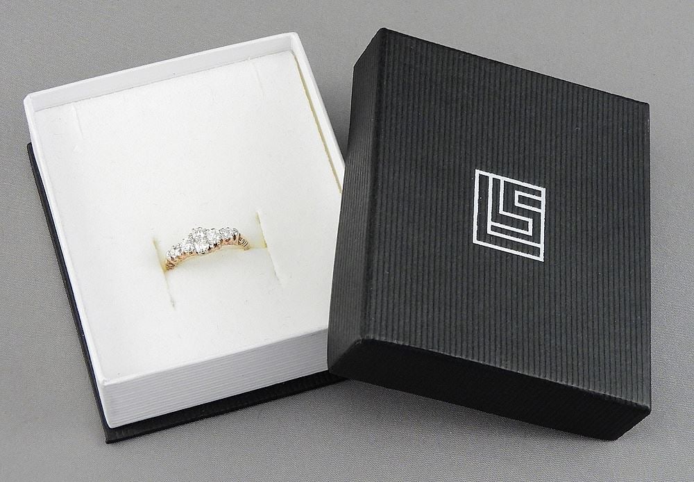 Victorian Unmarked Gold Tone & Diamond Ring, Size 6 1/4, 3.0g w/Box (1 of 5)