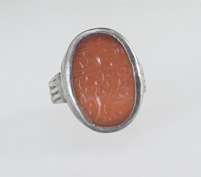 Ottoman Engraved Carnelian Signet Ring, Size 6 1/2, 7.6g.: Ottoman Engraved Carnelian Signet Ring, Size 6 1/2, 7.6g.