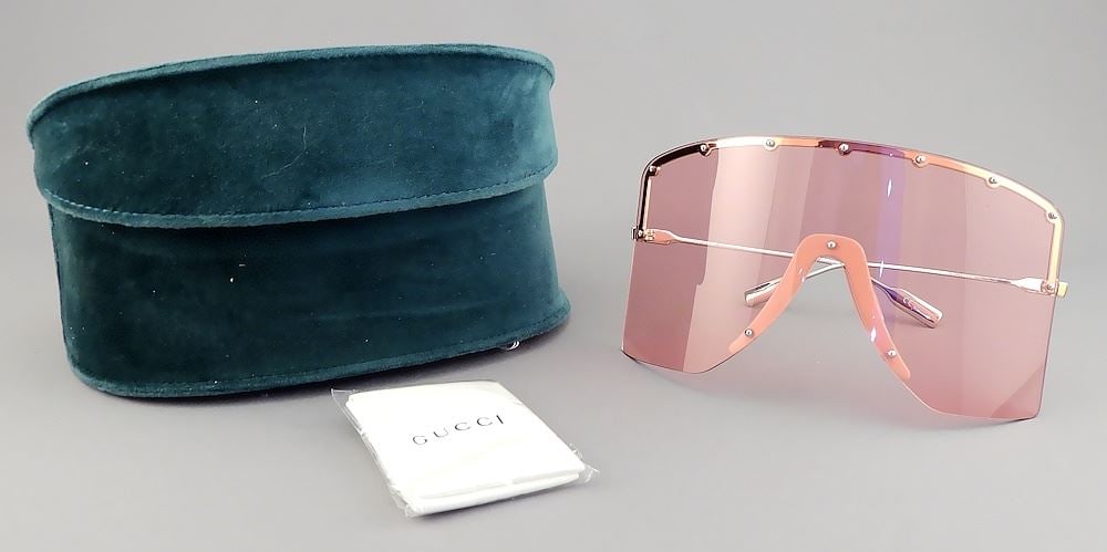 Pair of Gucci 99MM Shield Sunglasses with Cloth & Case. (1 of 5)