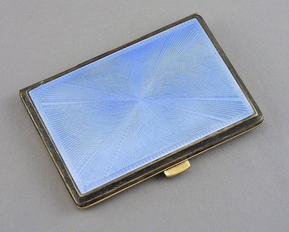 Guilloche Enamel Cigarette Case, Interior Marked "Gold Cased", 3 3/8" L, 94g. (1 of 4)