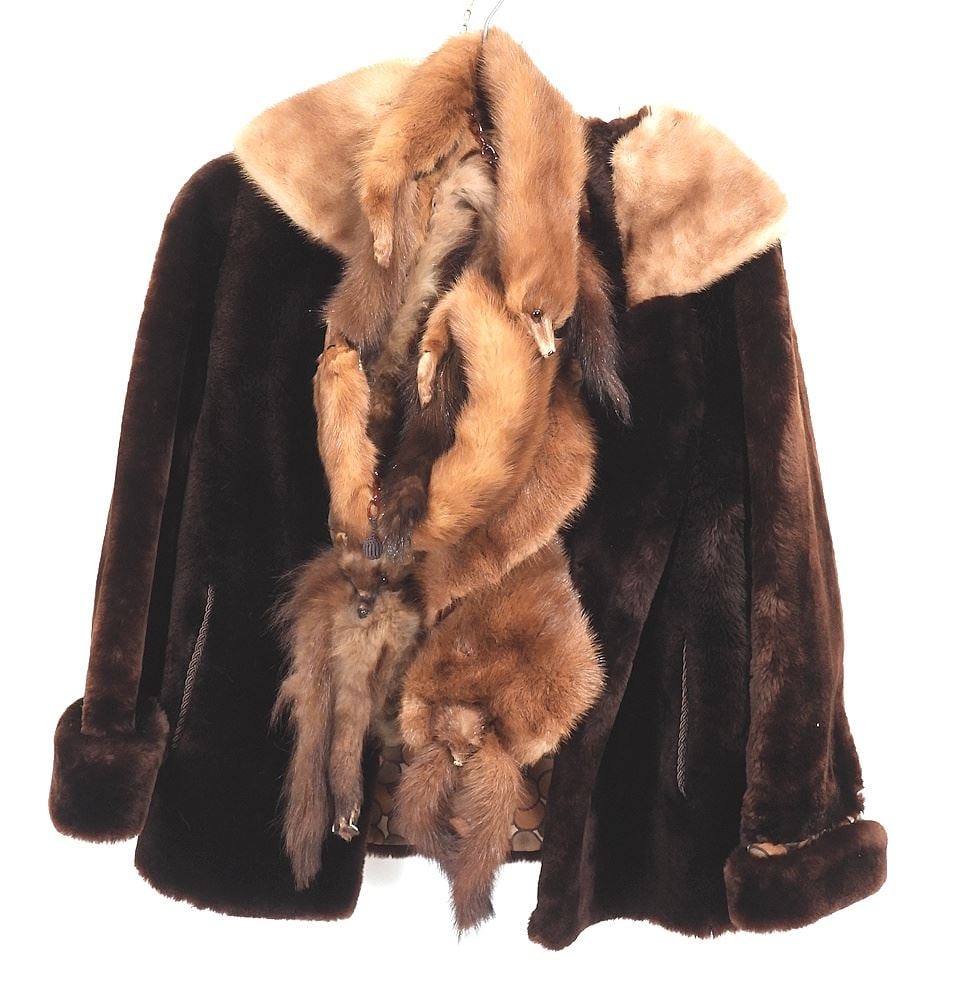 Vintage Coat with Mink Collar, Scotia Furs Truro Nova Scotia with 3 Mink Stoles. (1 of 5)