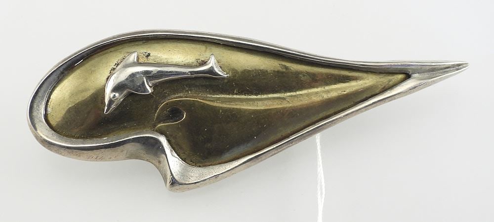 Sterling Silver (marked 925) Leaping Dolphin, 3"h, 18g. (1 of 3)