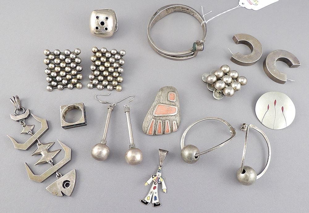 Collection of Mexican Sterling Silver Modernist Jewelry, TW 202g. (1 of 2)