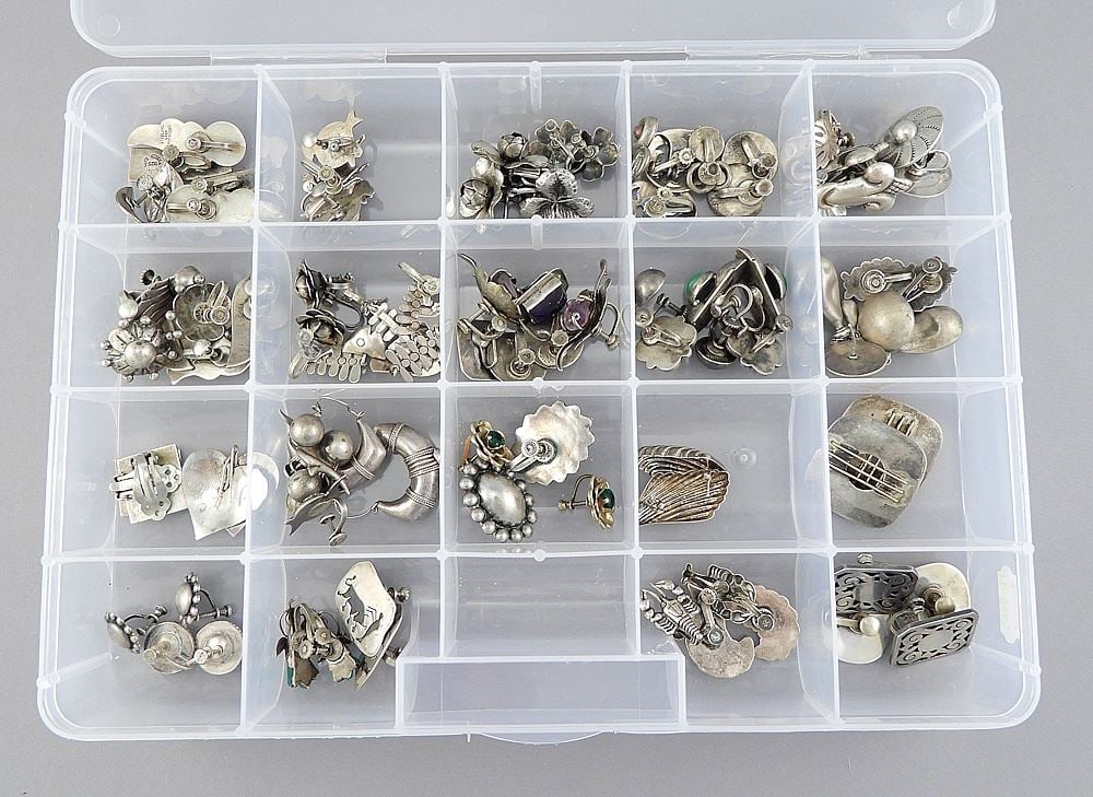 Collection of Mexican Sterling Silver Earrings, TW Approx. 345g. (1 of 3)