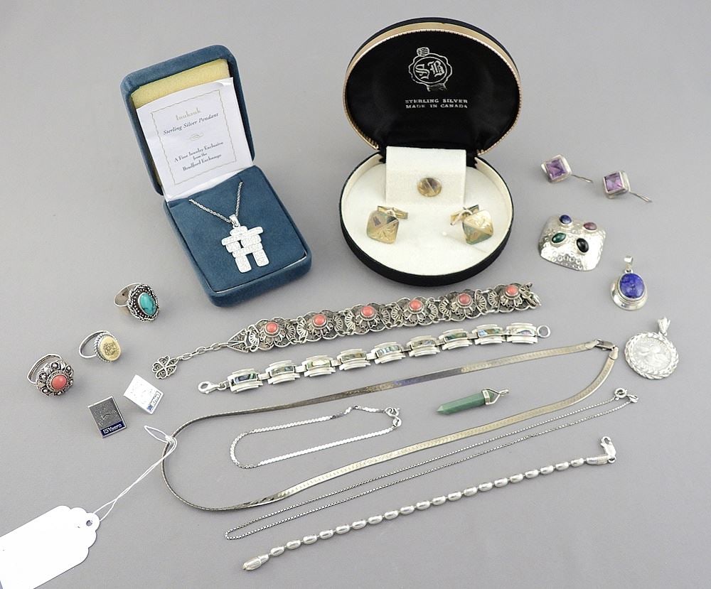 Collection of Sterling Silver (marked) Jewelry, TW 133g. (1 of 3)