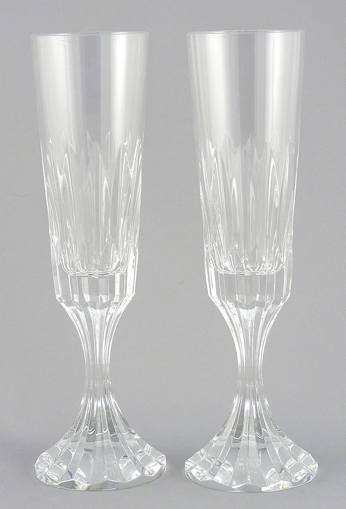 Pair of Baccarat France Crystal Champagne Flutes, 8 3/8"h. (1 of 2)