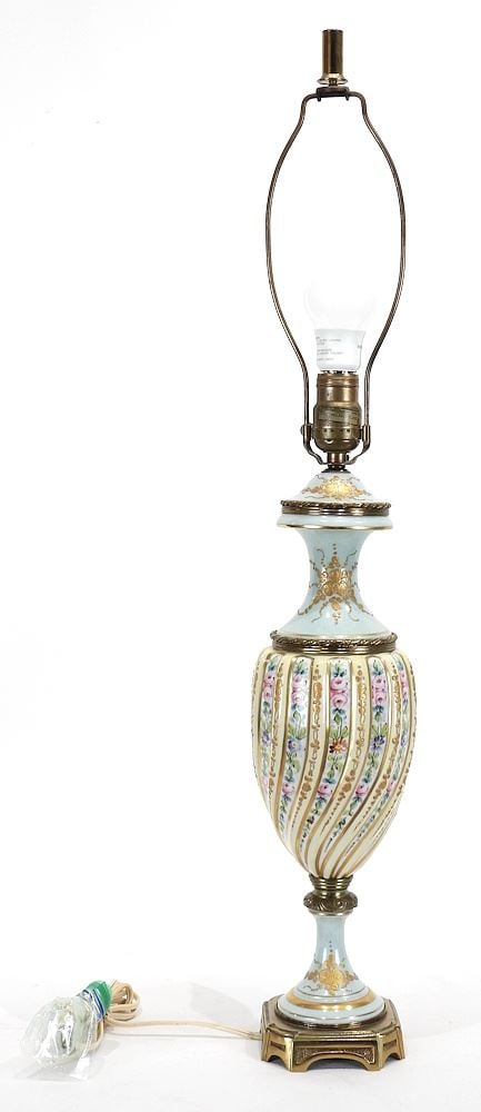 Sevres France Enameled & Gilt Porcelain Table Lamp, 30"h. (1 of 8)