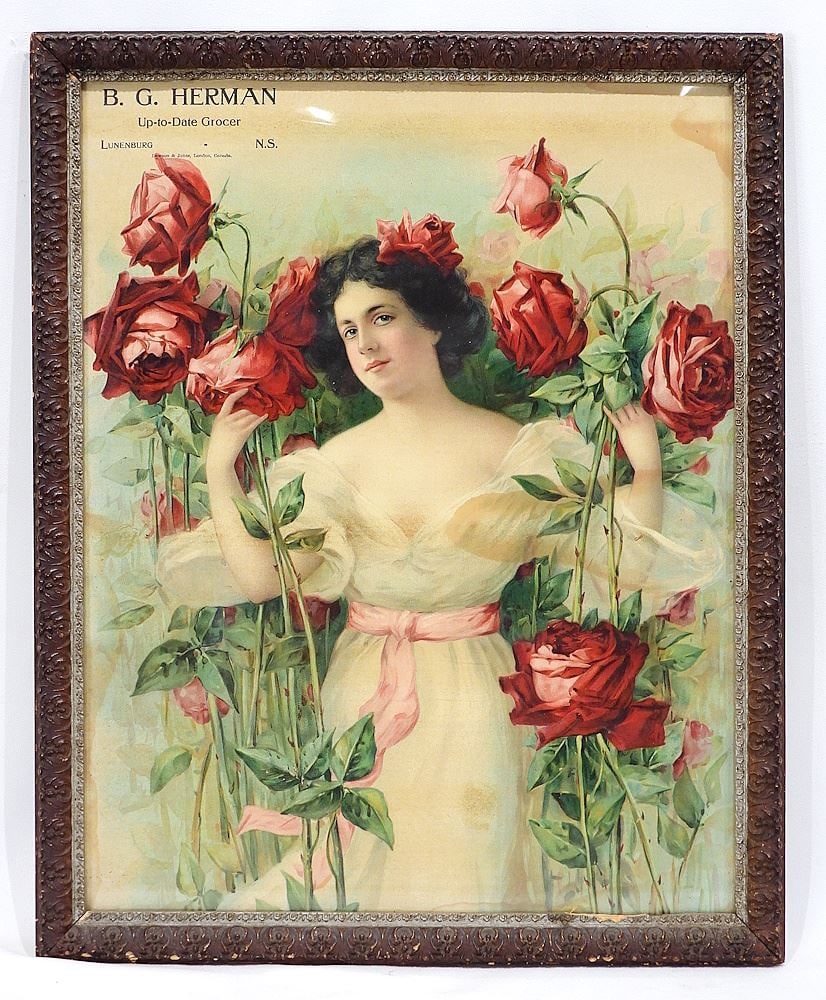 B.G. Herman Grocer Luneburg, Nova Scotia Lithographic Advertisement, 18 1/2 x 14 1/2". (1 of 2)