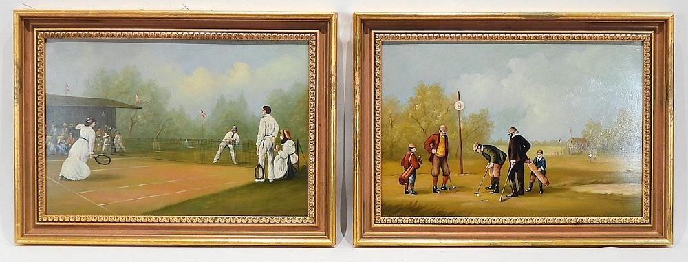 Pair of Chelsea House Reproduction Oil on Copper, 10 x 15" "Sporting Subjects". (1 of 5)