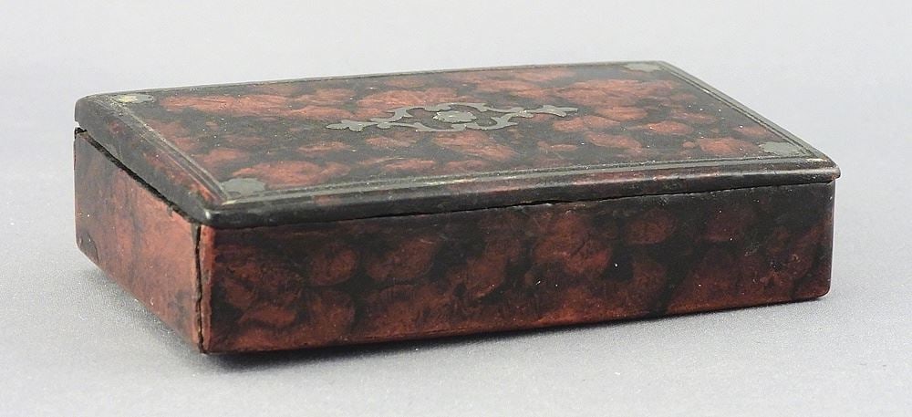 19th C. Papier Mache Snuff Box, 3 3/8"L. (1 of 4)