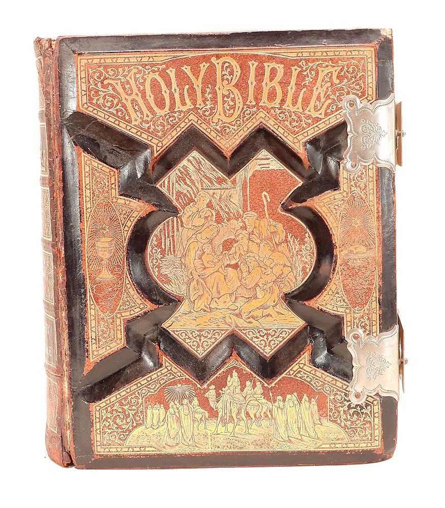19th C. Embossed Leather Family Bible, Toronto, C. 1890. (1 of 4)