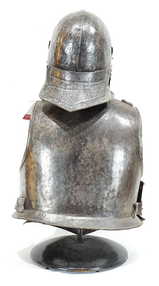 Antique Iron Helmet & Breast Plate, Including Stand. (1 of 5)