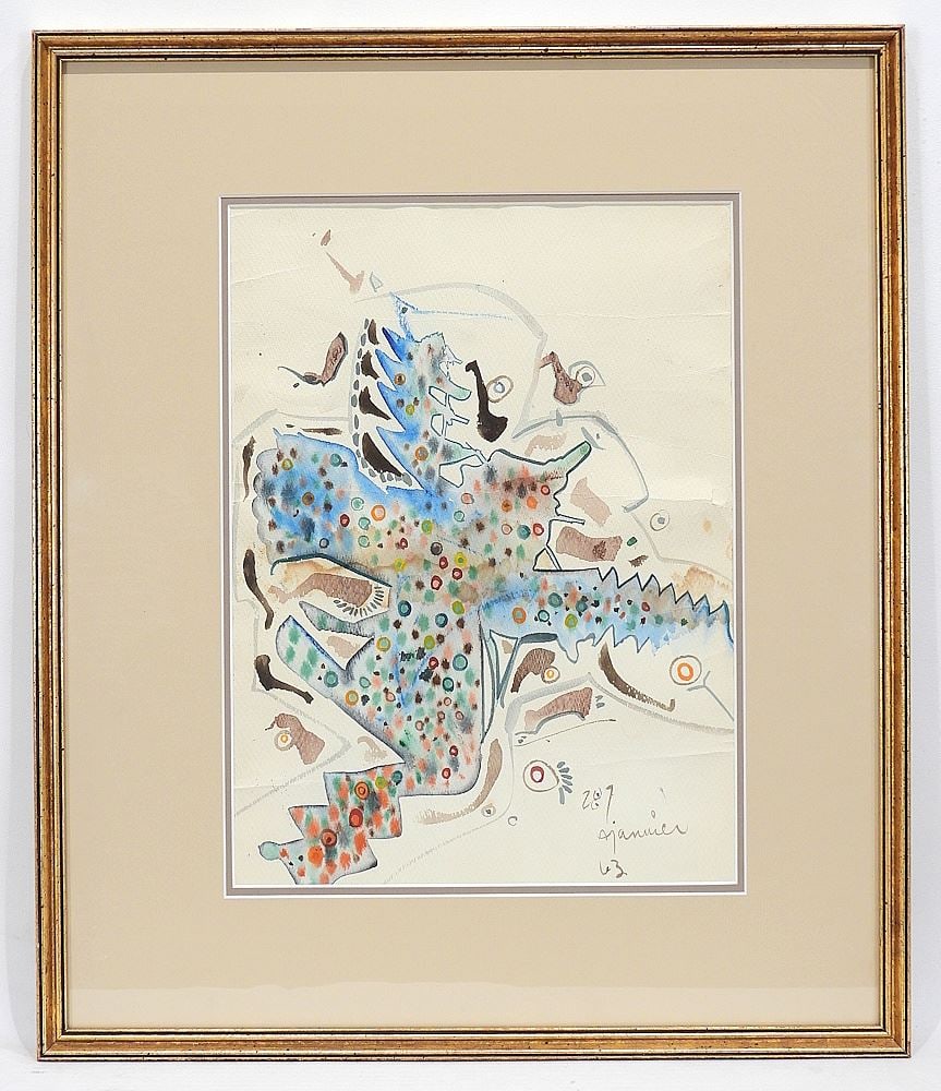 Watercolour Signed A. (Alex) Janvier '63 - 287, 14 1/4" x 10 1/2" , "Commercial Xmas". (1 of 11)
