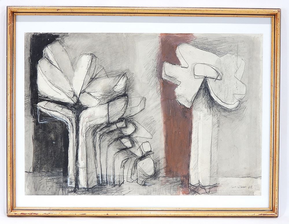 Mixed Media on Paper signed James Tower.65., 15 x 21 3/4", "Vegetal Forms". (1 of 3)
