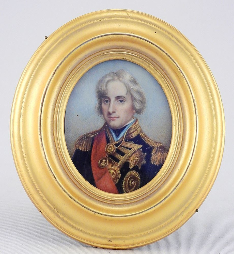 Miniature Portrait of Vice-Admiral Horatio Nelson, 2 1/2" x 2". (1 of 4)