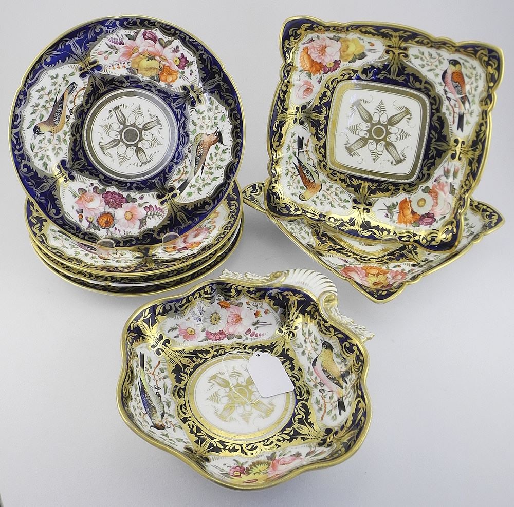 Seven Pcs Coalport Pattern 759 Regency China, 8 1/4 - 8 3/4"w (mended with staples). (1 of 7)