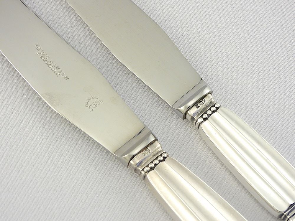 Set of Georg Jensen Denmark "Acorn" Sterling Silver Flatware, Solid Appr 2559g. Loaded 2565g. - 5