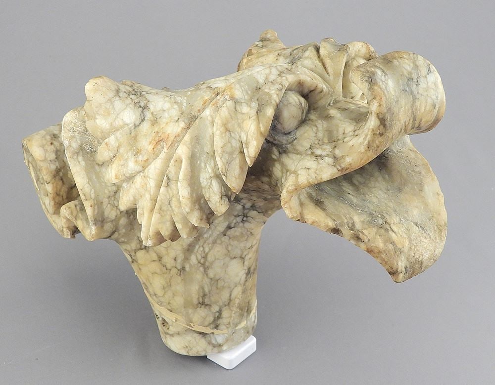Italian Carved Marble Dolphin, 6 3/4 x 5 3/4 x 10 3/4".: Italian Carved Marble Dolphin, 6 3/4 x 5 3/4 x 10 3/4".