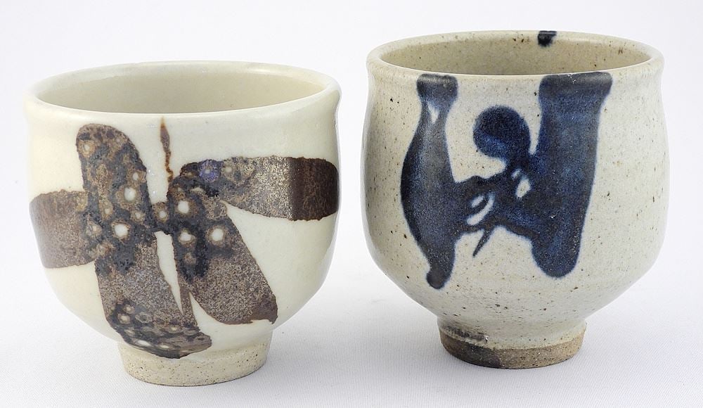 Two Stoneware Tea Bowls w/Impressed Mark of Wayne Ngan, 3 1/2 - 3 7/8"h. (1 of 8)