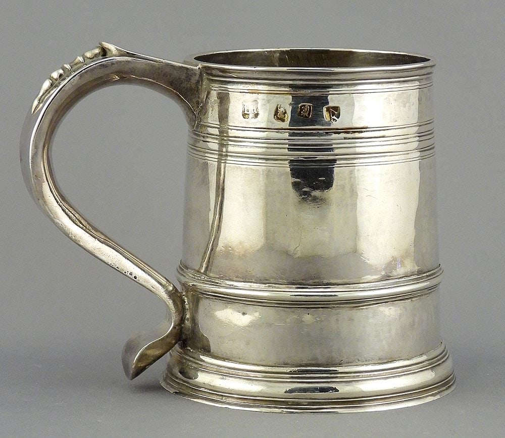 Britannia Standard Silver Mug: W. Lakin I/London/1703, 4 1/4"h, 308g. (1 of 9)