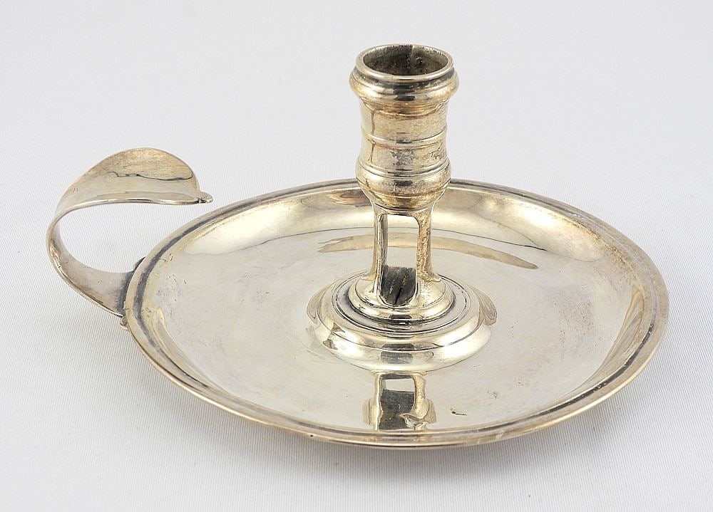 George II Silver Chamberstick: London/1730/5 3/8" Diameter, 213g. (1 of 6)
